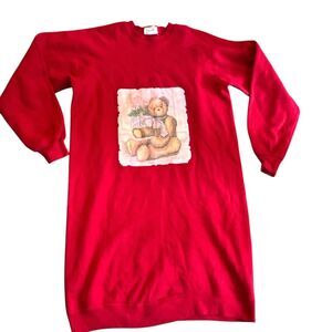 VTG‎ WRANGLER Sweats Sweatshirt Dress Large Red Christmas Bear USA